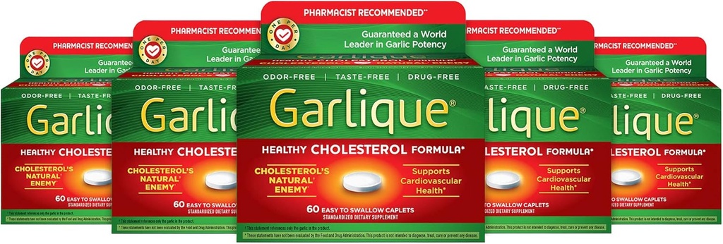 Garlique 健康胆固醇配方,配有 Allicin 的 5000 mcg, 60 个 肠内粘合胶囊(Pack of 5)