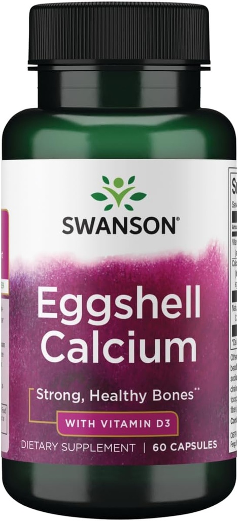 Swanson Eggshell 含维生素D-3的钙 60卡普尔
