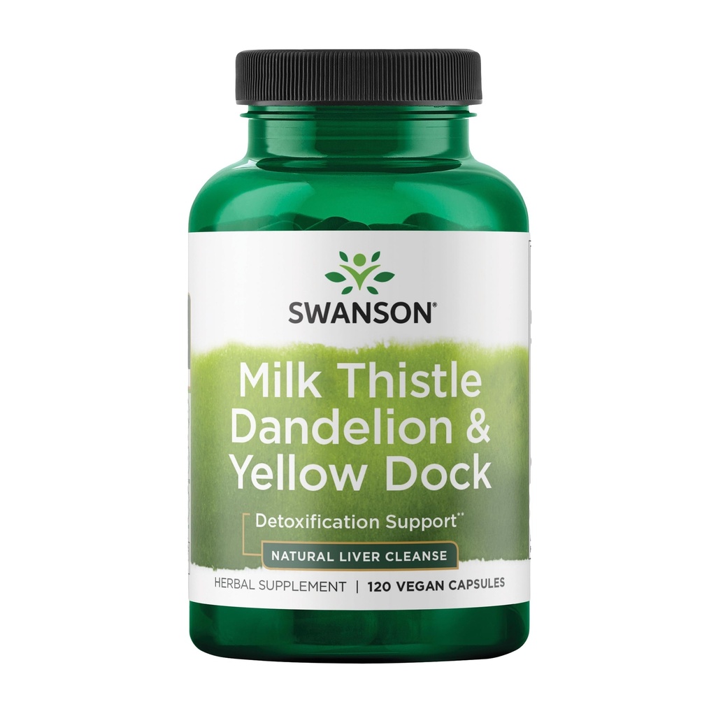 Swanson Milk Nitle, Dandelion & Yellow Dock - 草药肝脏支持补充剂 - 自然补充剂帮助维持总体健康和福祉 - (120 Capsules) (1 Pack)