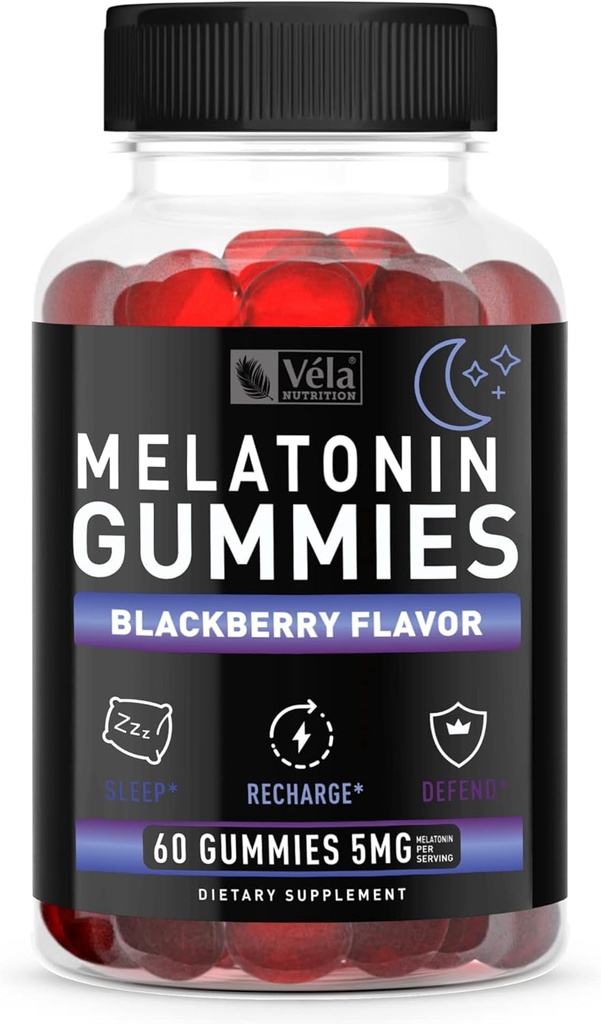 Melatonin Black Berry Gummys 5mg, 《夜间睡眠支持》, 厨师补充 QQ 60 计数