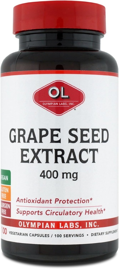 奥林匹亚实验室 葡萄种子提取400 mg Capsules, 100 Counter 支持心脏健康,抗氧化剂保护.