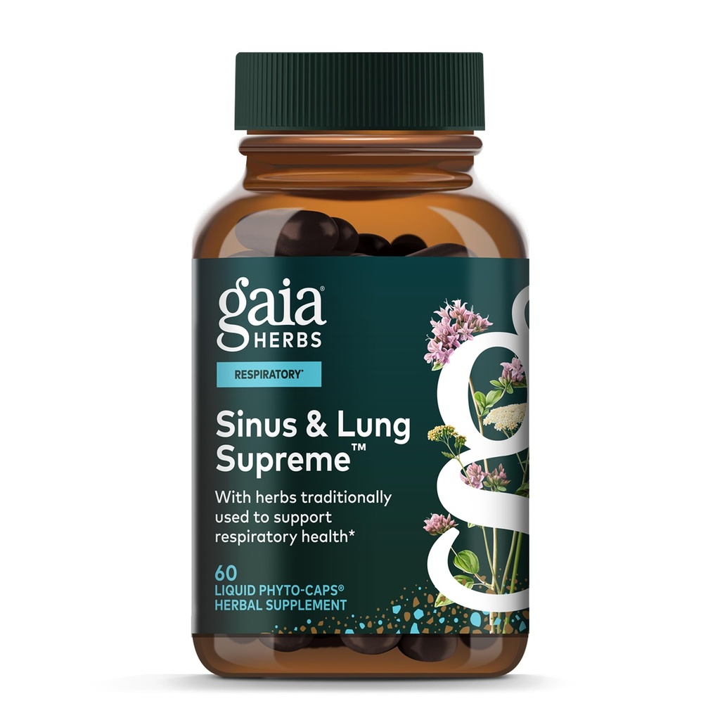 Gaia Herbs Sinus & Lung Supreme - 呼吸卫生的肺支持补充 - Sinus支持 - Vegan, Gluten-Free & Dairy - 植物配方 - 60 Capsules