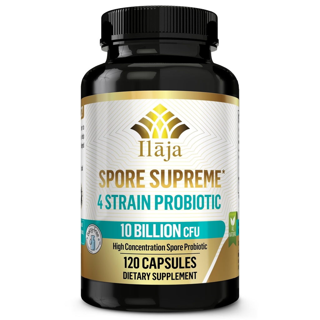 Spore Supre Supre Spore 基于Probiotic 120 Capsule x 10亿 / 4 Strain 公式 - 4个月供应 - 无冷冻需要,酸阻斯特林,奶制品无