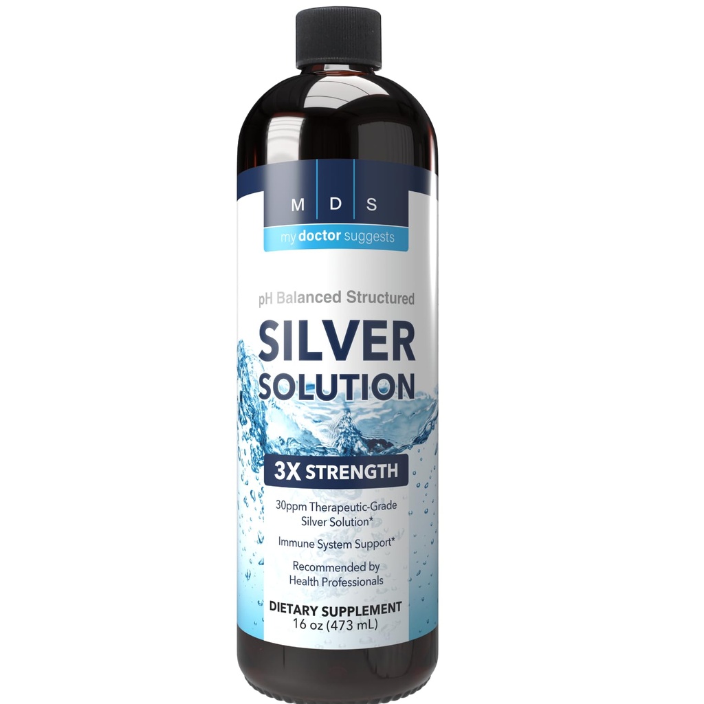 碱性结构银液补充剂 30ppm-Immune and Gut 健康支持 - 超强结构复合银矿物补充剂 - 美国制造(16 oz)