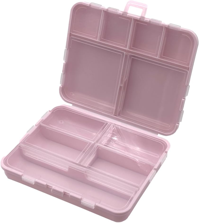 Ezy Dose Foldable Pill case, Medicine Planner, 维生素组织器箱, 方便易用, 11个与各种尺寸的个体比较, 旅行友好, 紧凑的口袋药样式, 粉红色