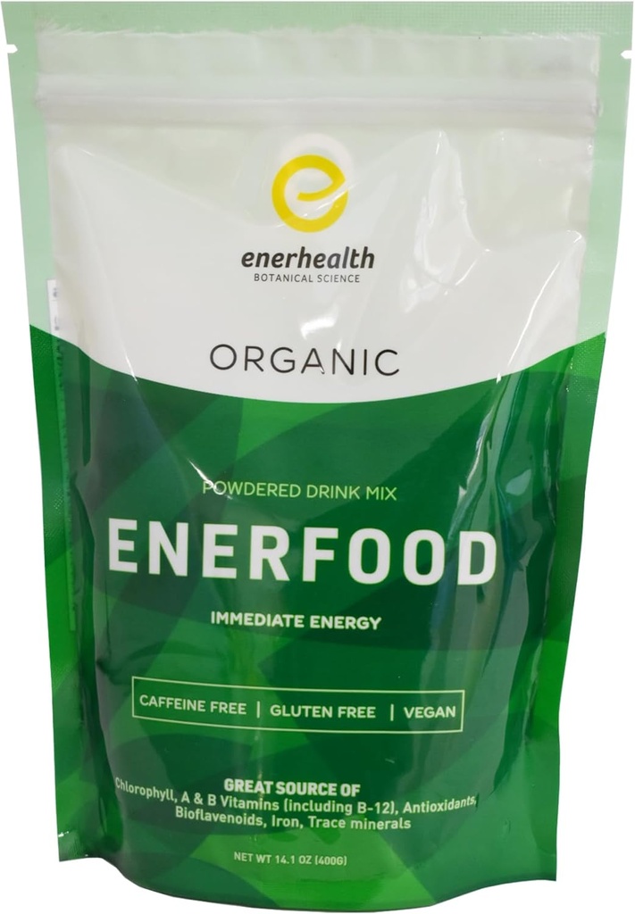 植物学 Enerfood Powdered Drinch Mix – 20种富含氯phy,维生素,抗氧化剂,生物氟化物,铁和矿物的有机超食品的混合体,用于解毒,能源,健康 – 14.1 oz