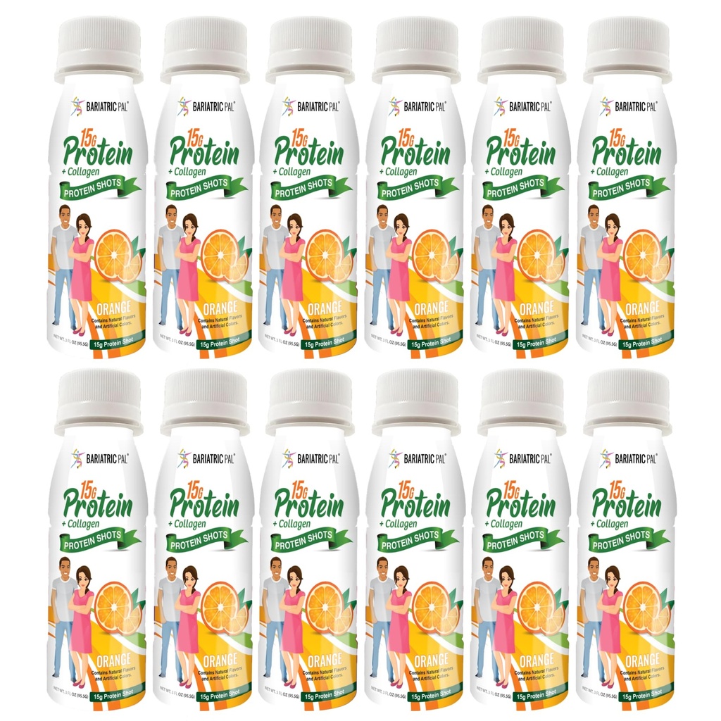 BariatricPal 15g 准备饮用Whey蛋白和Collagen Shots - 橙色(12瓶)