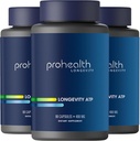 ProHealth Longevity ATP - 400 mg X 90 功用,峰值ATP专利纯ATP 维持细胞能量,肌肉强度,以及认知功能,支持心脏健康和元素效率(3包)