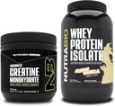 NutraBio Creatine Monohydrate, Unflavored, 150g and Whey 蛋白质溶液、高山香草、补充包-肌肉能源、精液肌肉生长、恢复和强力