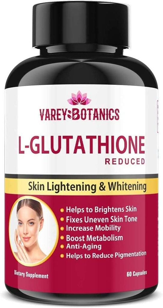 SPEC VAREY BOTANICS L-Glutathione 皮肤白化和发光盖,含有维生素C & E, Biotin 和葡萄种子 提取-1 000 毫克的男女- 60 capsules