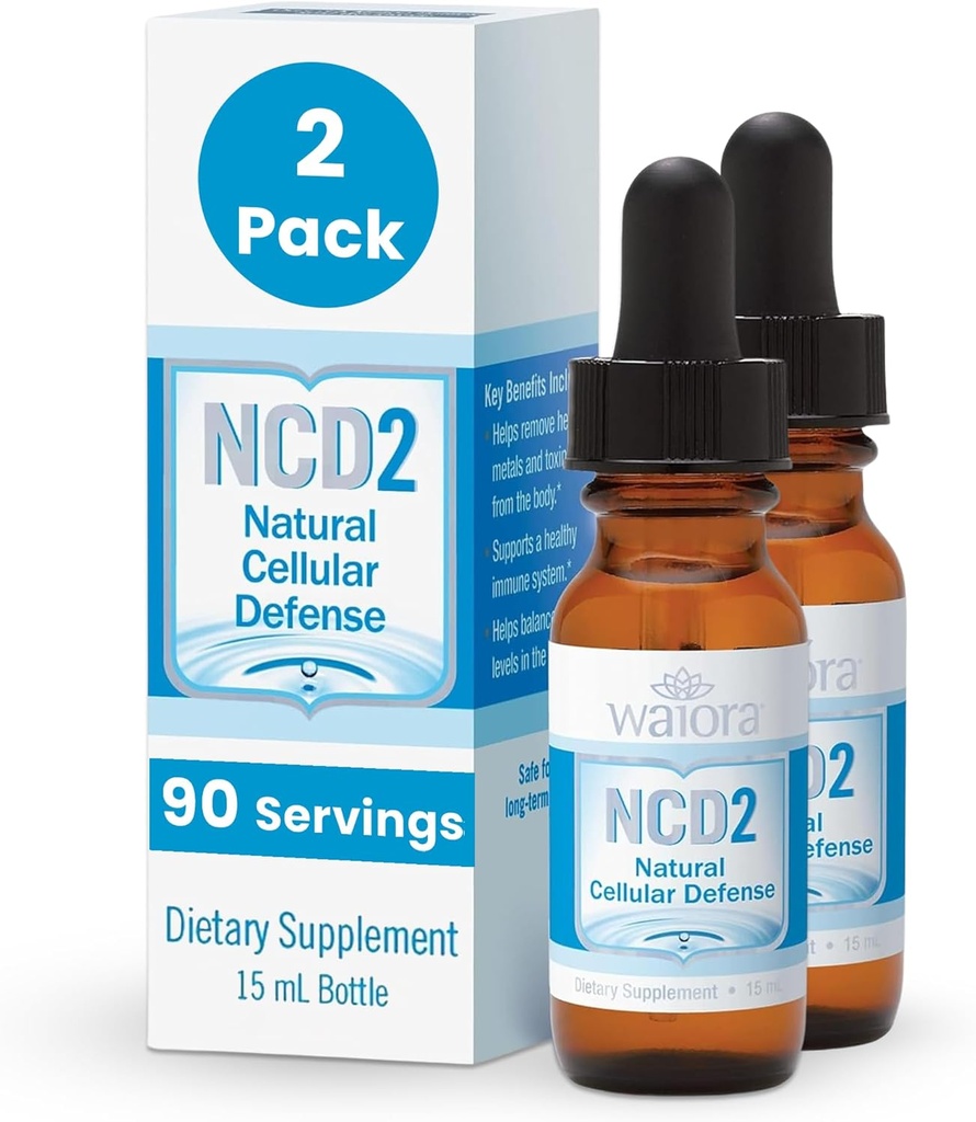 Waiora NCD2 激活的液体泽利特滴,食品/饮料中的混合,自然体清洁与促进免疫支持,所有天然,pH平衡泽利特液体滴 - 2瓶(0.5 oz. ea.) 180 serv.