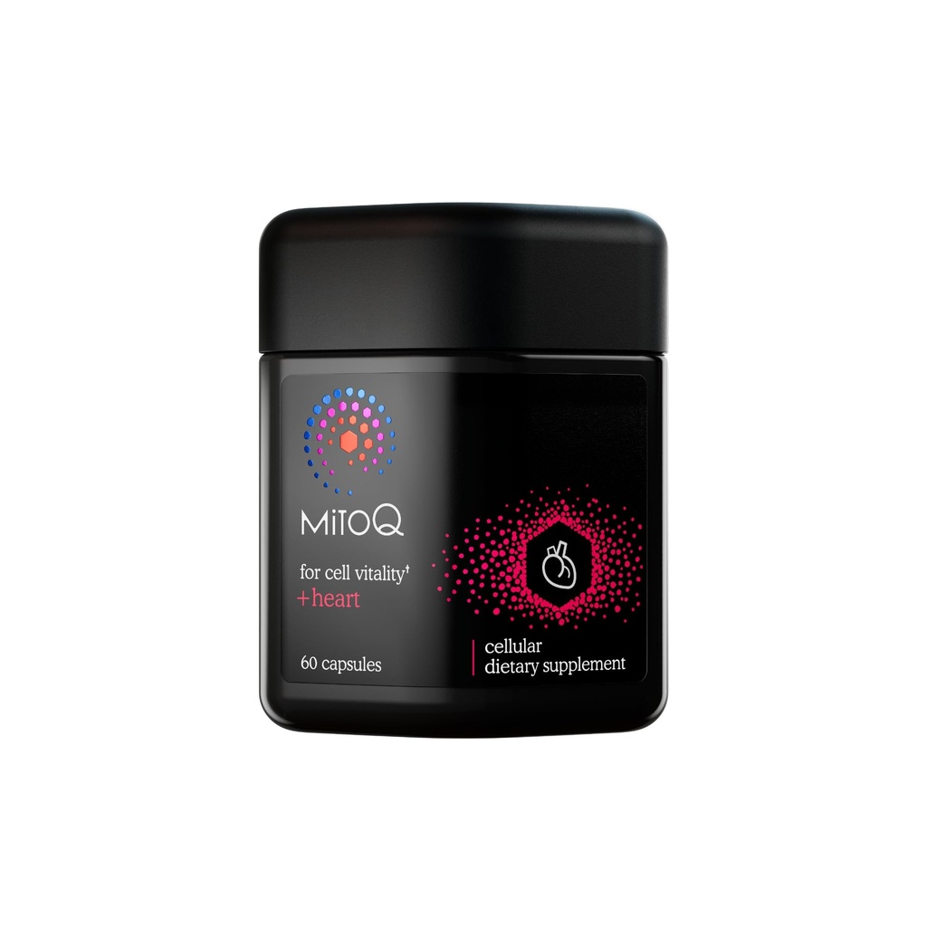 MitoQ + Heart Premium CoQ10 抗氧化剂 - 含有Mitoquinol Mesylate,镁,L-Carnitine & Vitamin D3 - 支持心血管和循环健康,细胞维生(60 Capsules)