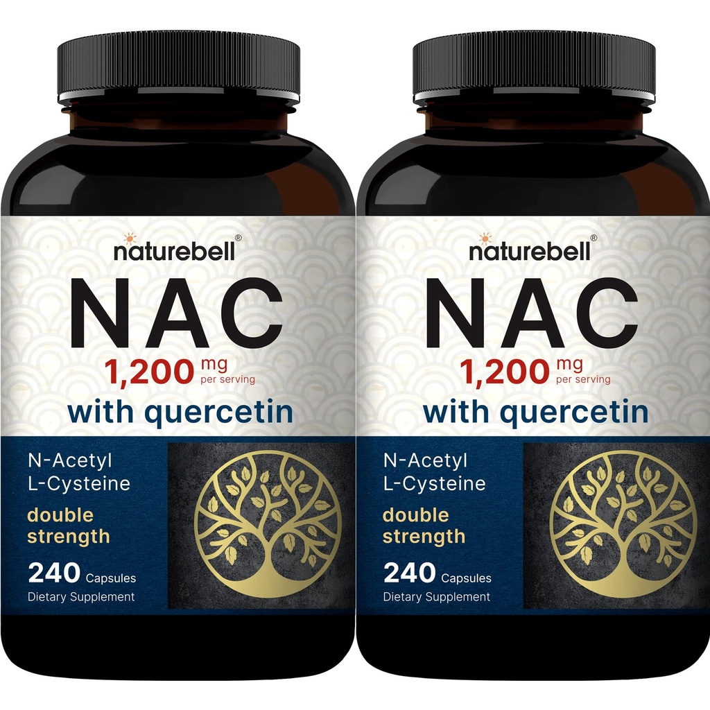 2 Pack NAC 补充剂(N-Acetyl Cysteine)配有 Quercetin, 1,200 mg per service, 480 Capsules → 双强抗氧化剂 支持免疫,活体,和肺健康 – 非GMO