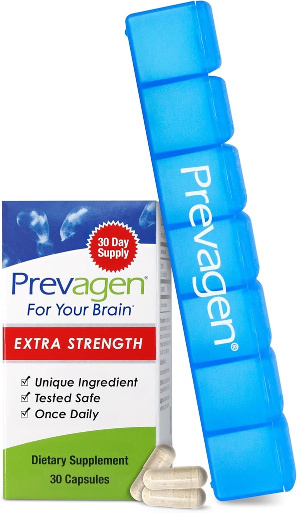 Prevagen Extra strong - 30 Capsules(1个月供应量) QQ为你的大脑设计 20毫克 Apoaequorin + Vitamin D3 配有7天药丸 minder