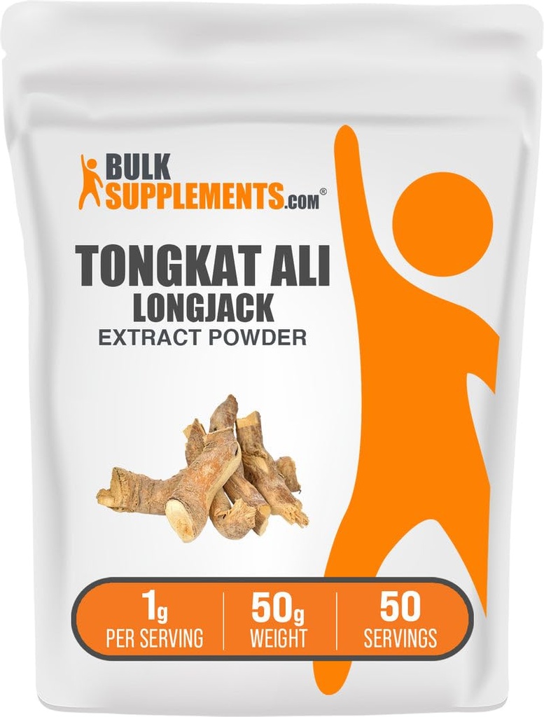 Bulk Assupports.com 长条抽取粉末 - Tongkat Ali 抽取, Tongkat Ali 供男女使用 - Gluten Free, 1g / service, 50g (1.8 oz) (Pack of 1)