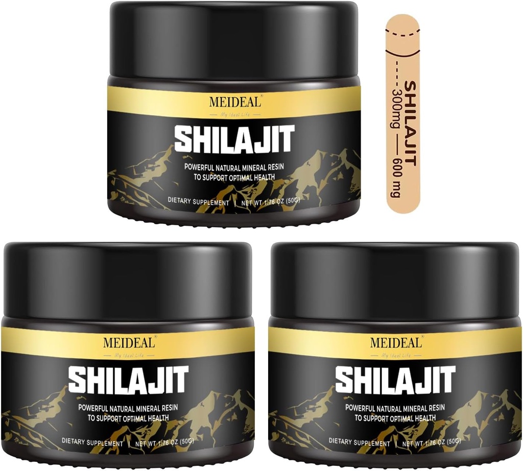 Shilajit纯喜马拉雅有机物Shilajit Resin,金品级Shilajit Resin,配有85+痕量矿物和富尔维奇酸,纯纯的Shilajit 改善健康补编,50克(3平方厘米)