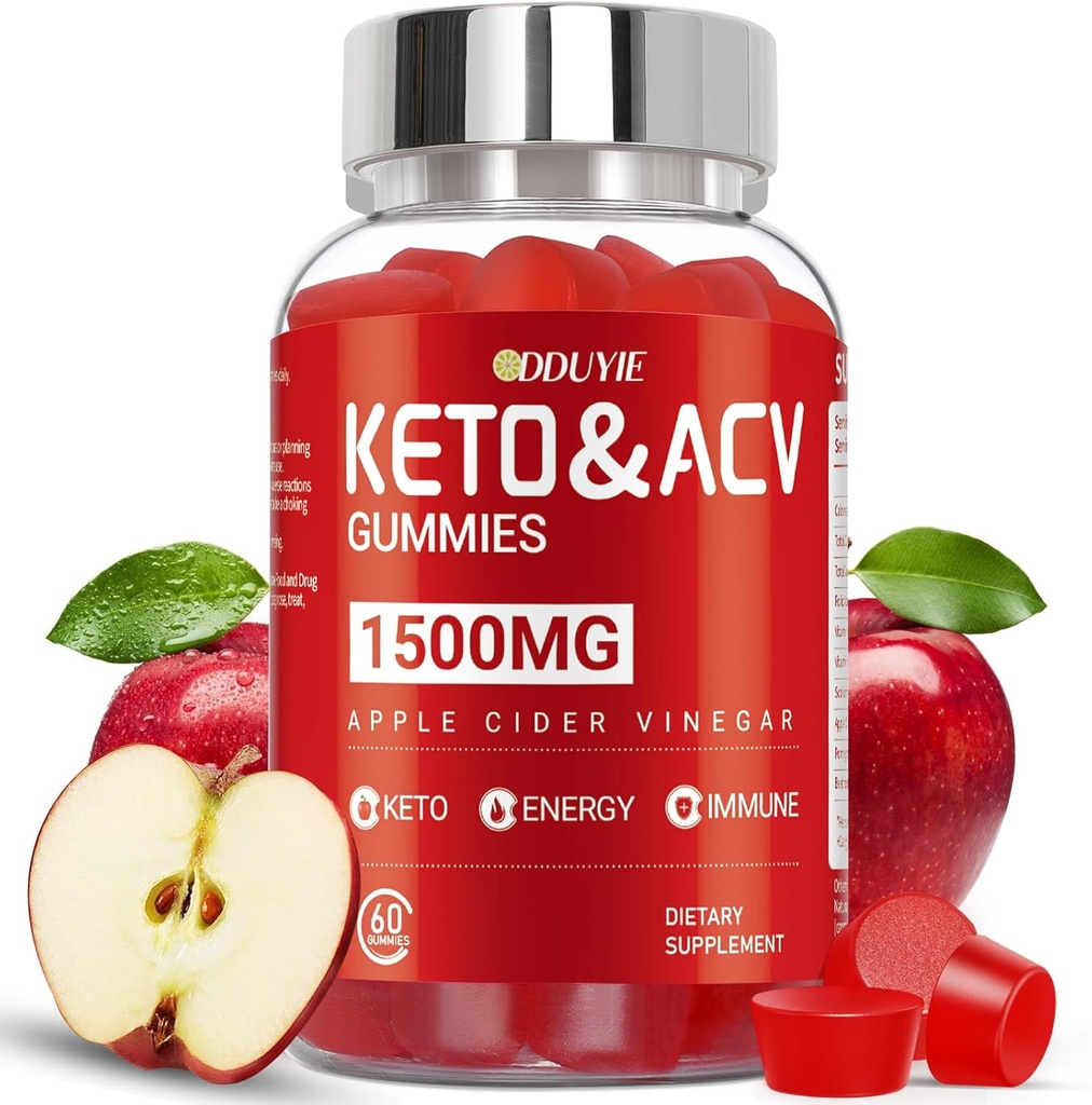 Brilhante Keto ACV Gummys - 1500mg Apple Cider Vinegar Gummys 配有石榴比特罗特和维生素B12 B6 - 男子和女子 - GMO Free & Vegan - 60 Counter