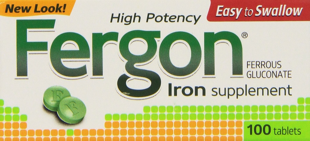 Fergon Iron Supplements, Tablets, 100 Counter (Pack of 3) 费贡铁辅料, 平板电脑, 100 Counter (Pack of 3)
