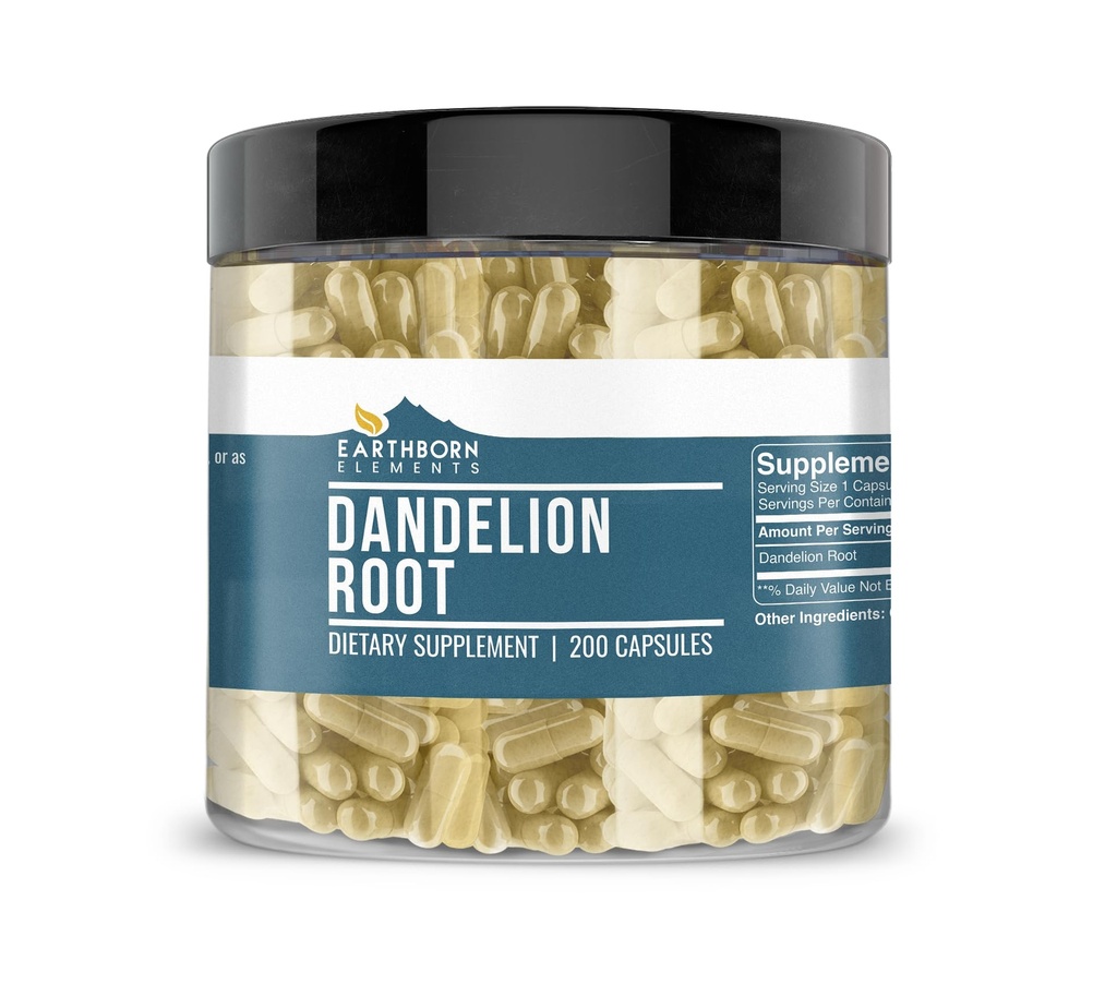 土生元素 Dandelion 根 200 capsules, 纯和未稀释, 无添加剂