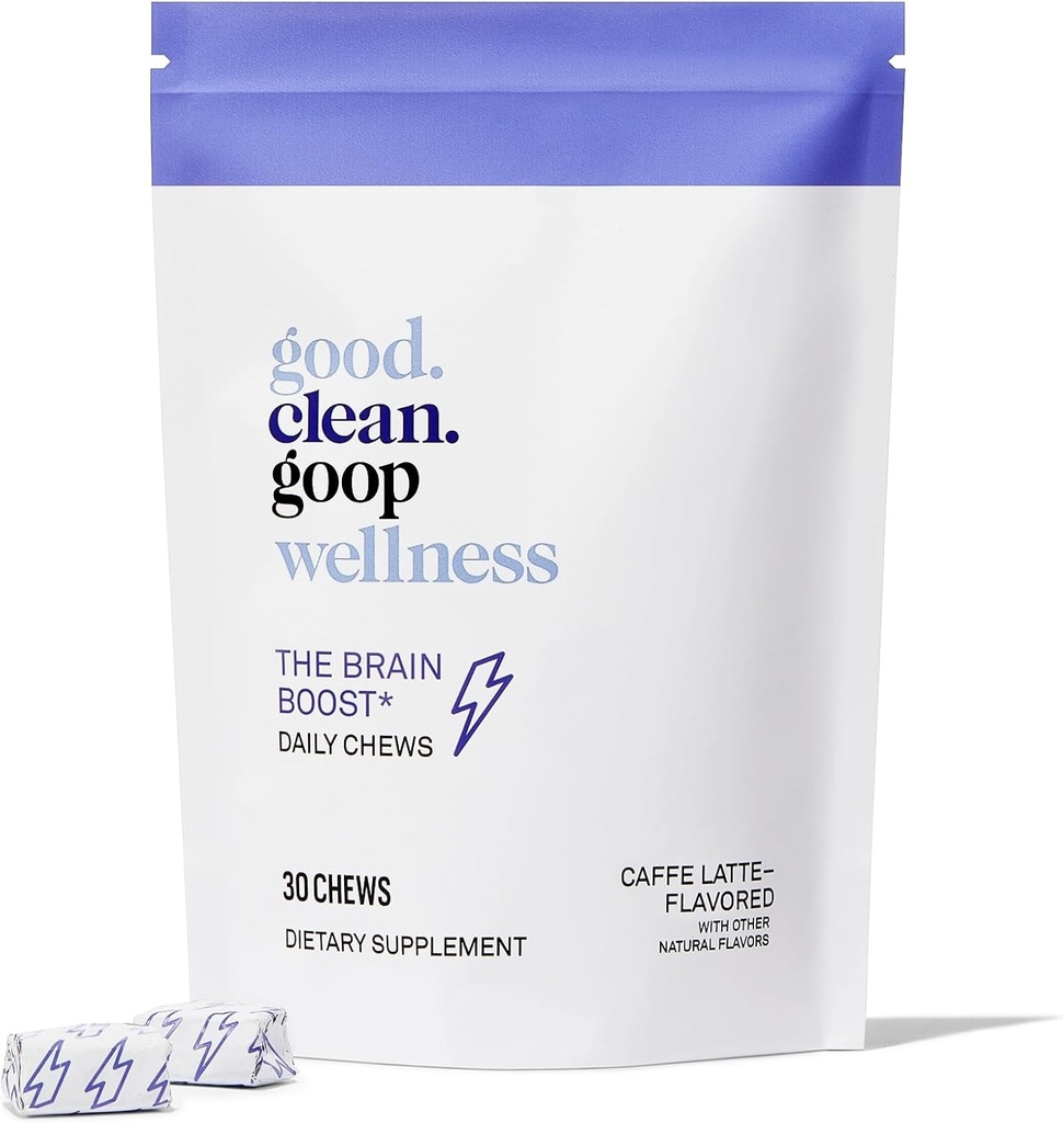 (原始内容存档于2019-09-21). Glean.goop wellness The Brain Boost Daily Chews – 能源与焦点的饮食补充品 L-theanine & Cafeine – Cafe Latte Flavored – Brain Booster with Nootropics – + 30 Chews – Vegan pack