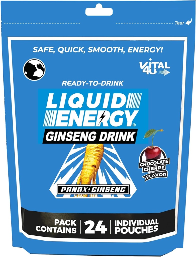 VITAL 4U 液态能量射击 - Ginseng,自然甜化,巧克力樱桃火焰,24 cmt
