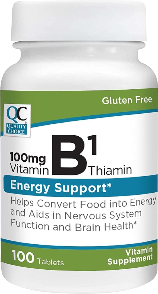 质量选择 维生素B1 Thiamin 100 mg 能量支持 神经系统功能 & 脑健康 维生素补充片 100 瓶子