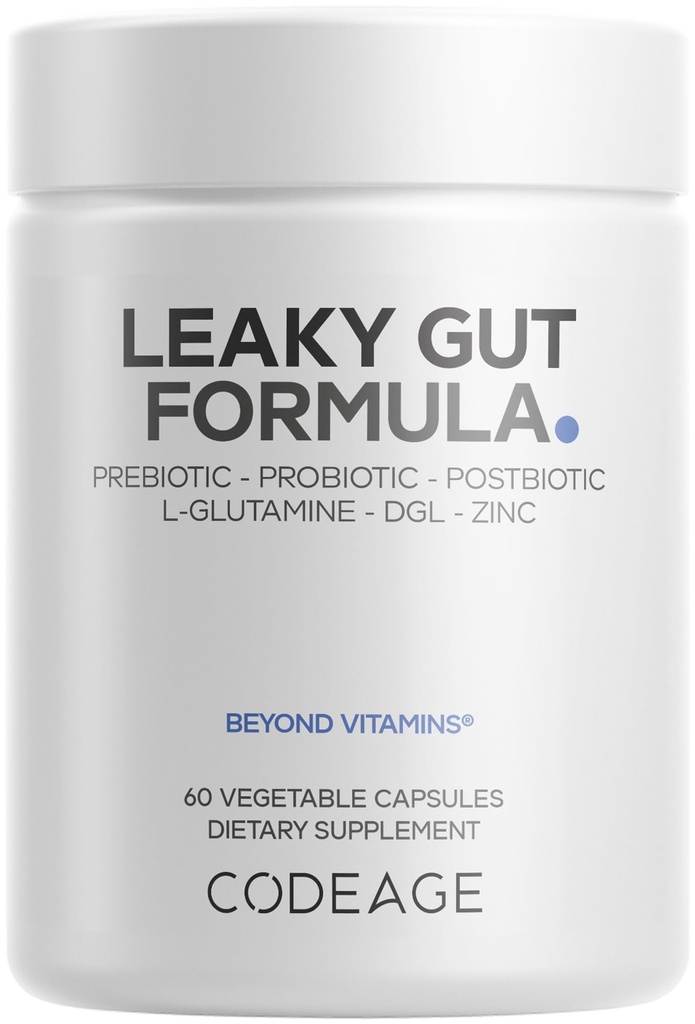 编码 Leaky Gut 补充剂,L-Glutamine,N-乙酰氯胺,Probiotic,Butyric酸,Polyphenols,Quercetin,DGL,Marshmallow Root,Berberine,BioPerine,Cinnamon,Vegan,N-GMO,60 Capsules