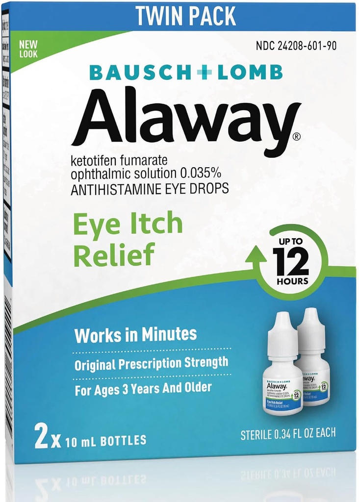 Alaway Antihistamine, 眼痒减震滴, 双包, 0.34 fle oz 每包