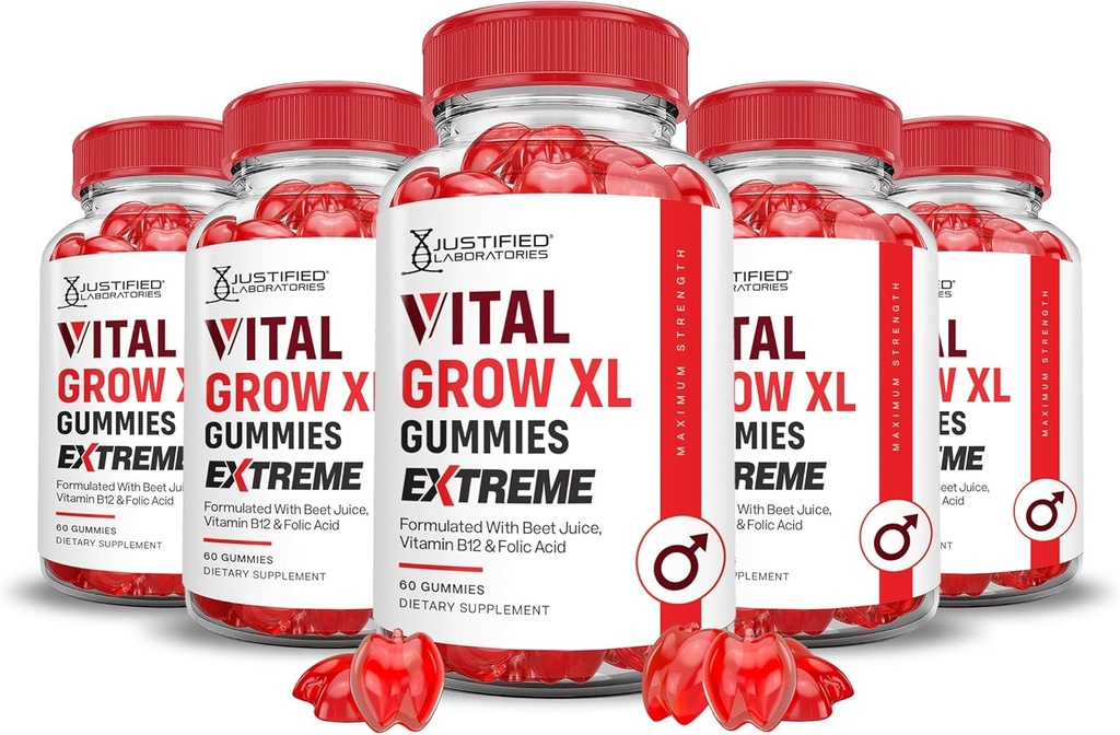 合理实验室 (5 Pack) 维他命Grow XL Extreme 2000MG 性能 Gummys 高级公式 与 ACV 石榴蜂蜜汁粉 B12 Vegan Non GMO 300 Gummys 一同制定