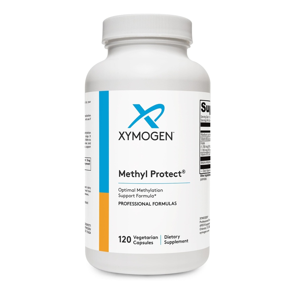 XYMOGEN 甲基保护 - 含有甲基福拉特的优化甲基化配方,维生素B12(Methylcobalamin b12),Riboflavin + B6 维生素 - 认知,Homocysteine + 心脏健康补充剂(120 capsules)