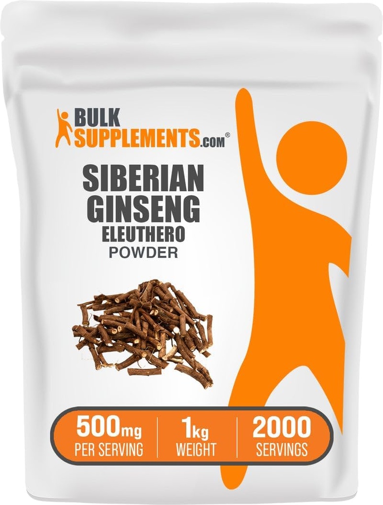 bulk Assupports.com Eleuthero Powder - 西伯利亚金生粉, Eleutherocccus senticosus, Ginseng 草药补充 - Gluten Free, 每人500毫克, 1kg (2.2磅) (Pack of 1)