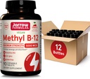 Jarrow Formules 最大强度 甲基 B-12 5000 mcg 饮食补充剂 - 90 樱桃可切片 - 生物活性维生素 B-12 - 支持细胞能源生产、睡眠和脑健康(12包)