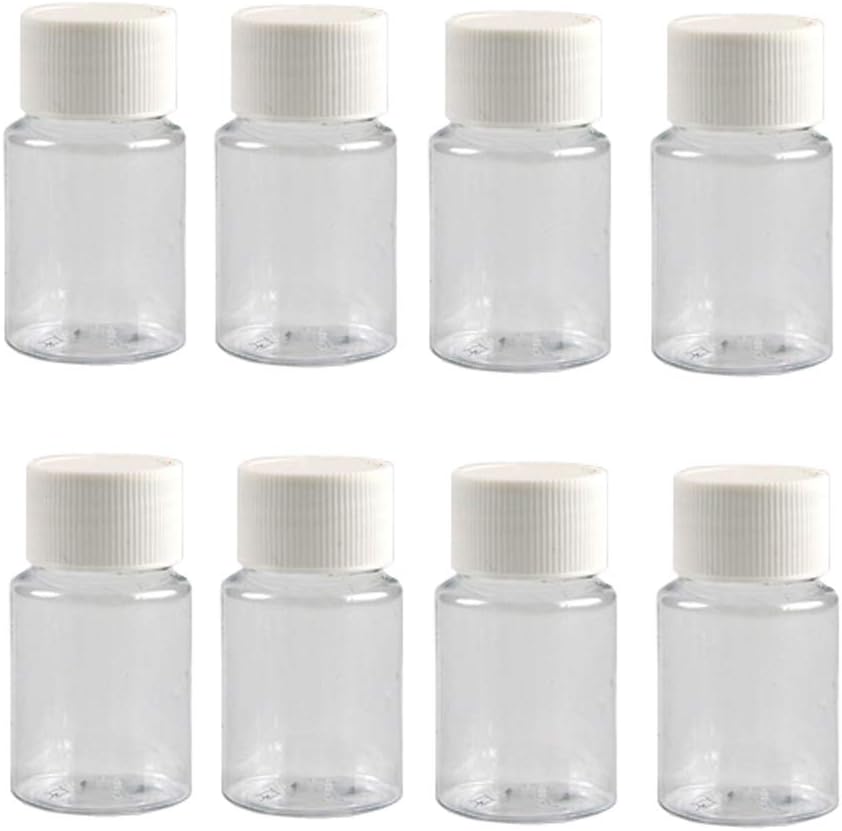 12PCS 30ML 1OZ 透明空塑料瓶,装有白色螺丝帽 固体粉末 胶囊 胶囊 胶囊 胶囊 贮藏箱 重装可携带可持久集装箱 木炭罐,用于每日旅行