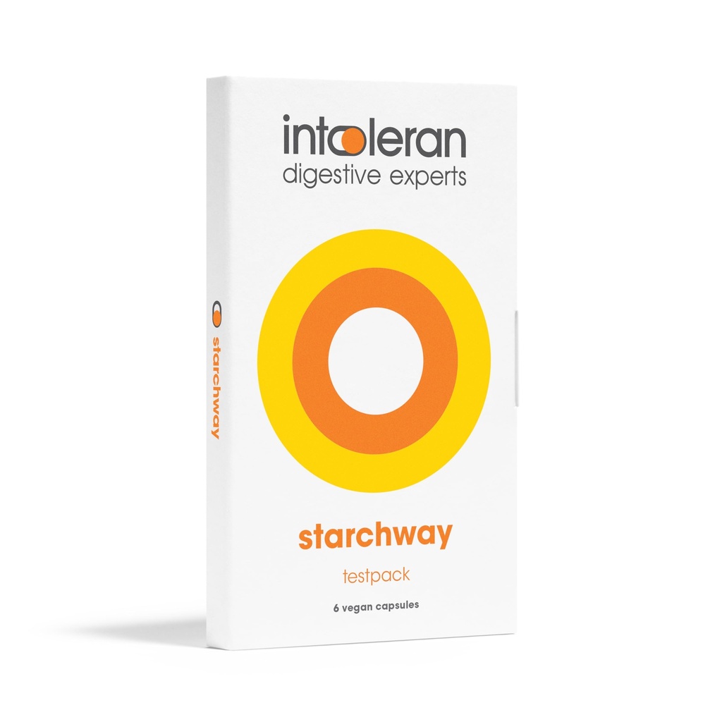 Intoleran Starchway 消化酶 - 测试包 6 胶囊 + 补充 Starch 和 Sucrose 异性 + 帮助消化糖和 Starchy 食品 + 无效酶和Gluco-Amylase 酶 + 维根 + 低FODMAP