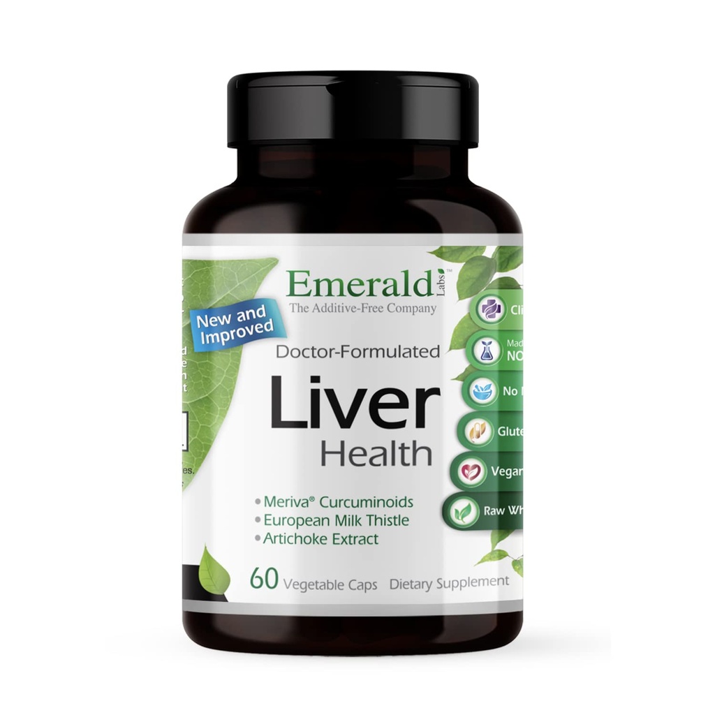 EMERALD LABS Liver Health - 配有欧洲牛奶硝酸盐萃取剂的肝脏辅助剂 - 支持健康免疫系统,能量水平和Gallbladder * - 60 蔬菜罐头(30天供应)