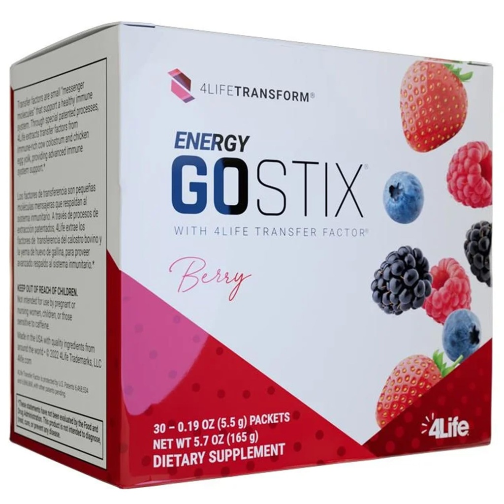 4Life Energy Go Stix,健康能源饮料混合物,来自瓜拉纳,马卡,耶尔巴Mate和绿茶叶提取,Berry Flavor - 30 Packets的咖啡因