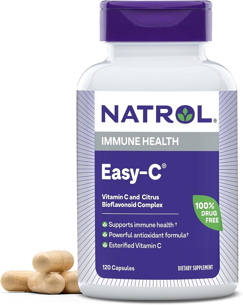 Natrol Easy-C Immune Health,饮食补充,用维生素C和Bioflavoids支持Immune Health,Veggie Capsules,500 mg,120 Count