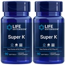 生命延长超级K,维生素K1,维生素K2 mk-7,维生素K2 mk-4,维生素C,骨/心/体健康,3-月供给,无胶,1日,非GMO,90软胶(Pack of 2)