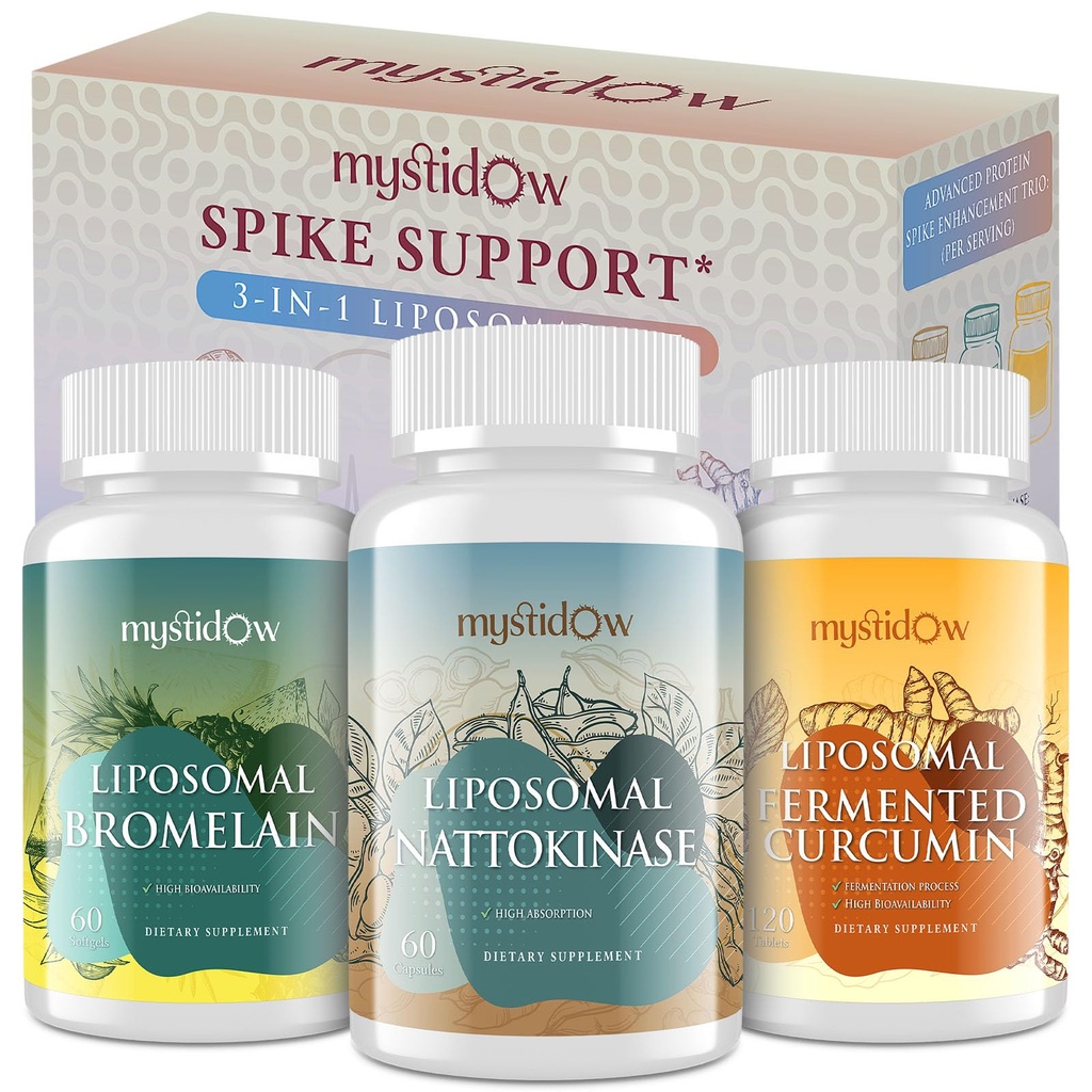 斯派克支持三重药 → Liposomal Nattokinase 8000 FU 500mg, Bromelain 1150 mg & 发酵 Crucumin 1800 mg → 高概率,增强吸收公式 → 免疫、心脏和循环 → 60 服务