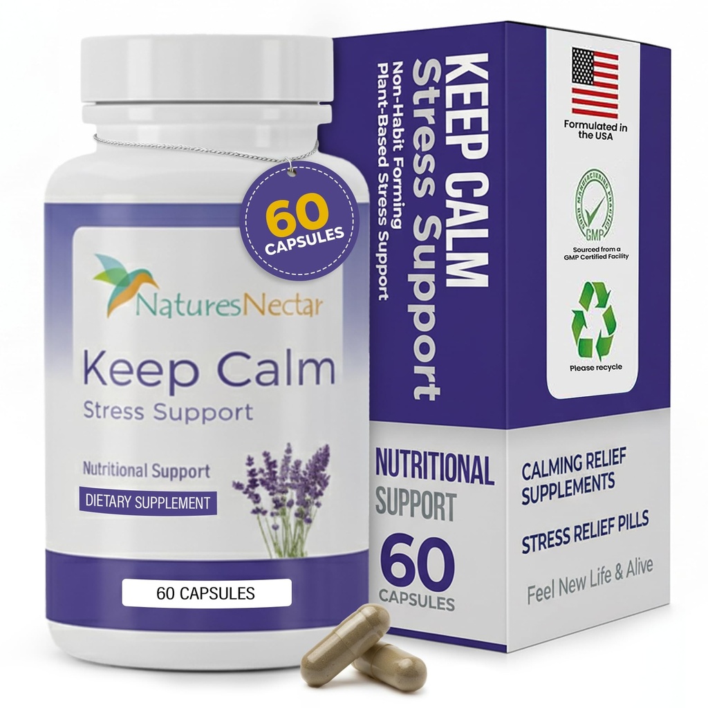 Nature's Nectar 焦虑和压力救济补充品 – 保持与 Ashwagandha, GABA, Magnesium & 5-HTP 的 Capsules – 神经和刺激性 Mood 支持 放松柠檬 巴尔姆 60 填充 Capsules
