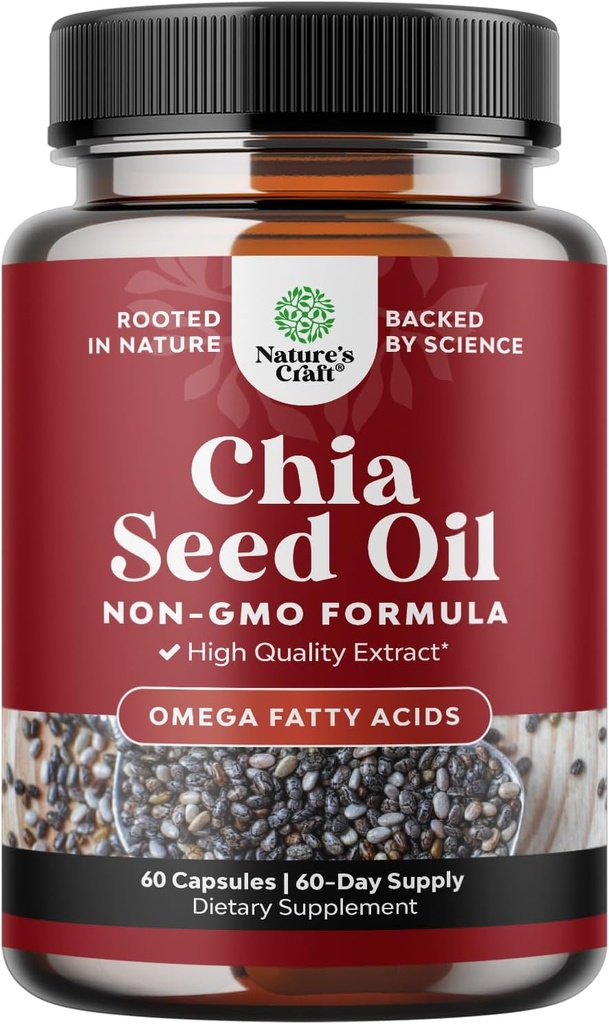 Chia种子石油增产增产增肥和能源 天然超食品 蛋白质代谢促进剂 男女-Tryptophan 抗氧化维生素 Omega 3脂肪酸 每容器60种