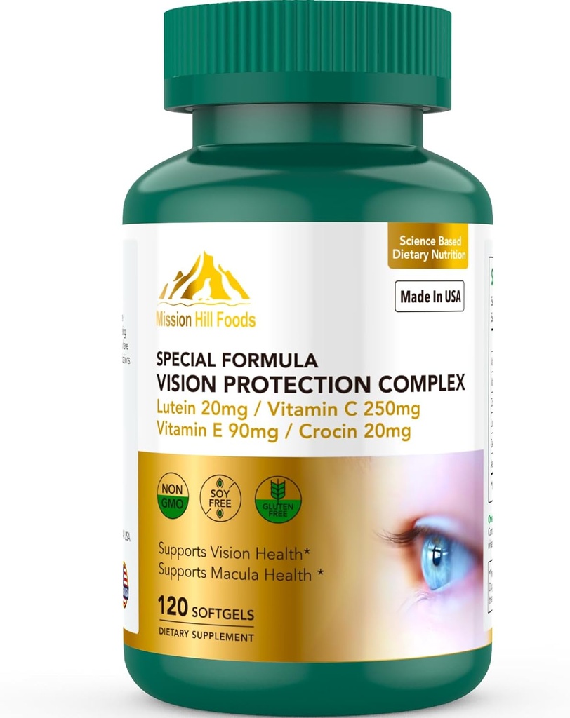 Lutein和Zeaxanthin补编 -- -- 1个远景保护综合体中的6个,配有Lutein 20mg、Zeaxanthin、Astaxanthin、Crocin、维生素C & E、120软胶、非GMO、无胶体、支持眼部健康