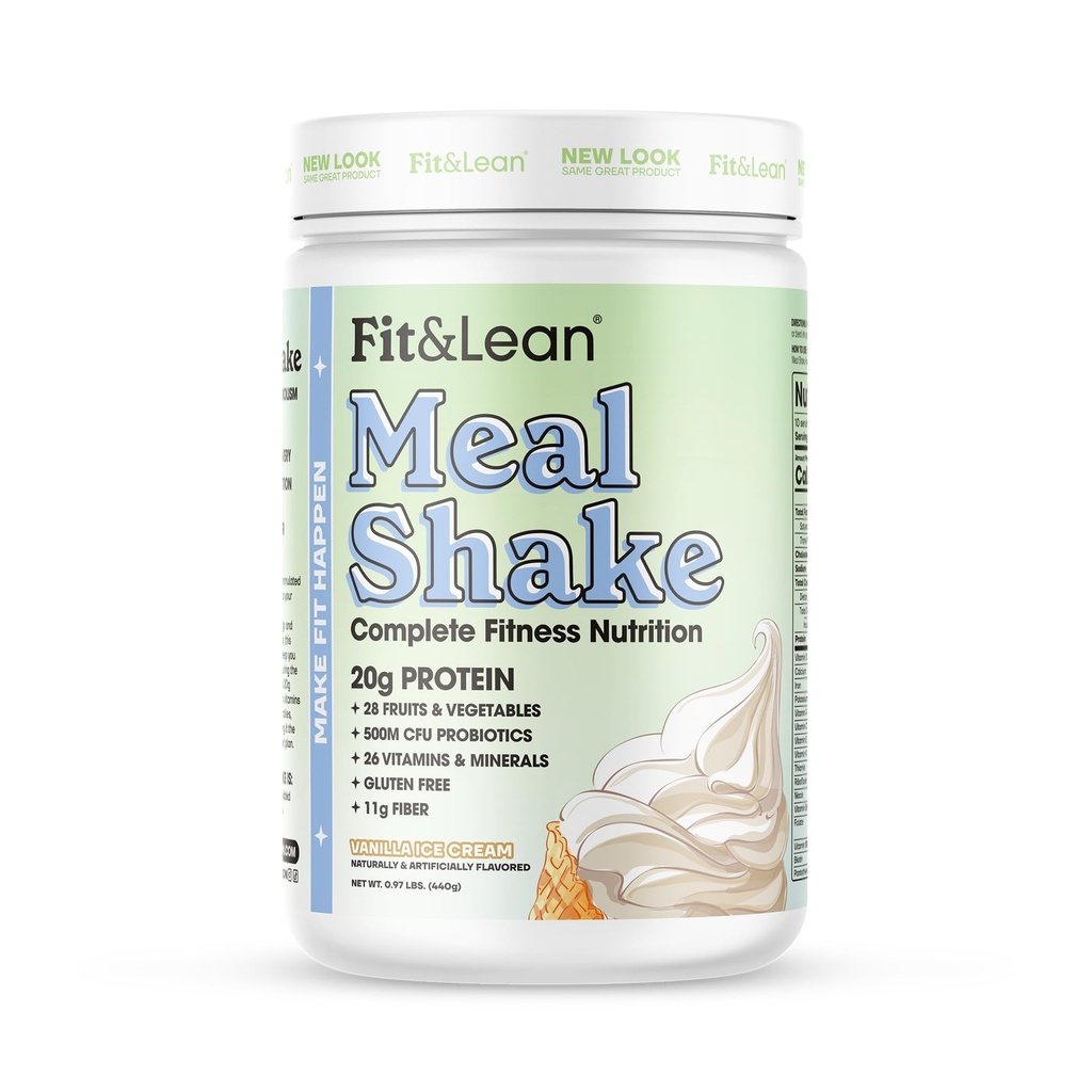Fit & Lean Meal Shake, Fat 烧饭替换、蛋白质、纤维、亲生药、香草、1升b、每集装箱10次