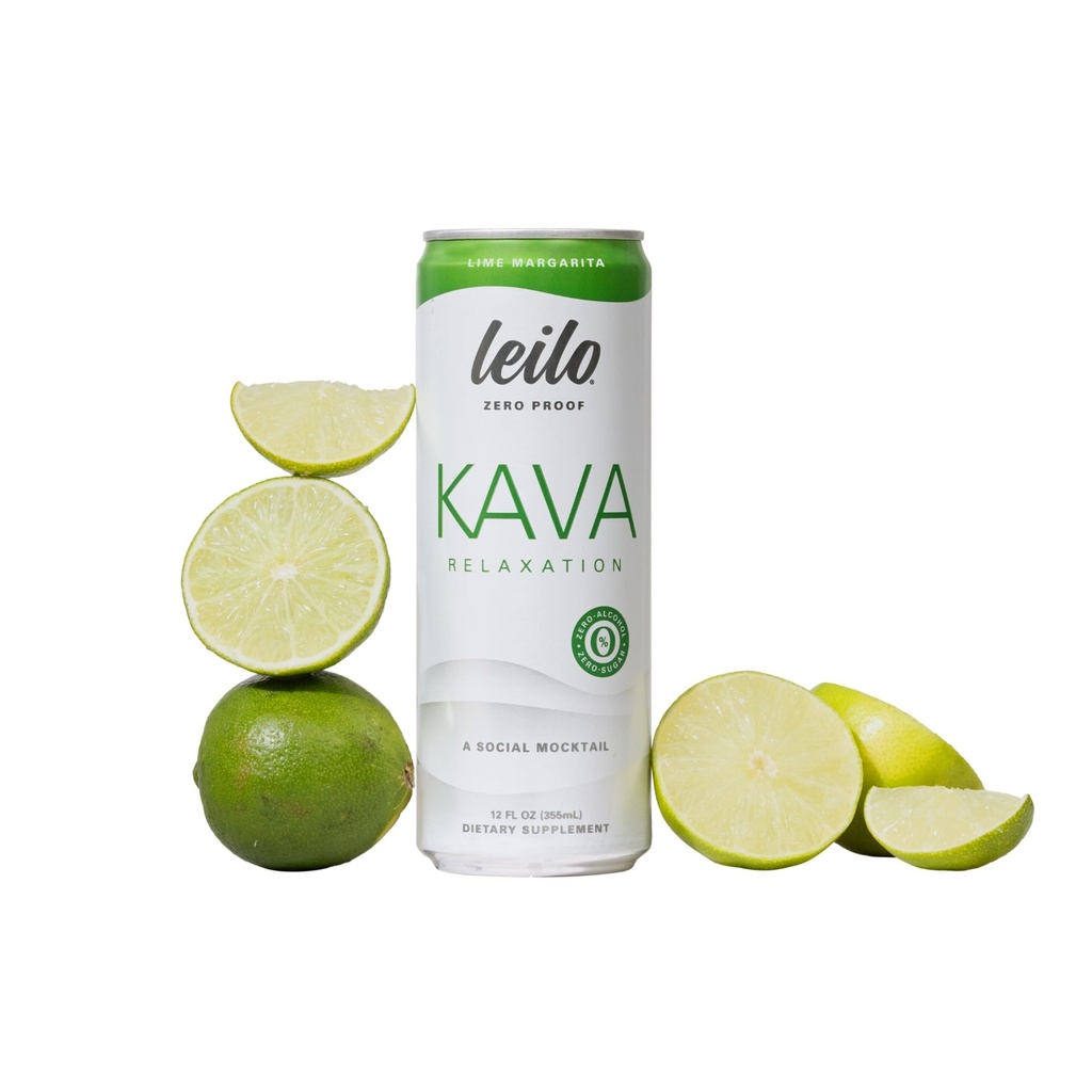LEILO QQ Kava Powered Lime Margarita Mocktail drink QQ 12-Pack - 无糖与非ALC 功能放松支持 QQ 12 fl oz Cans (Pack of 12)