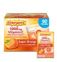 Emergen-C 1000mg 维他命C粉用于每日免疫支持咖啡因免费维他命C 配有锌和曼干内塞,B维他命和电解质,超级橙色火焰-90 Count/3个月供应量.