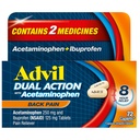 Advil Dual Action Back Pain Caplets 运送250mg Ibuprofen和500mg Acetaminophen Per Dose 8小时的背痛救济-72个计数