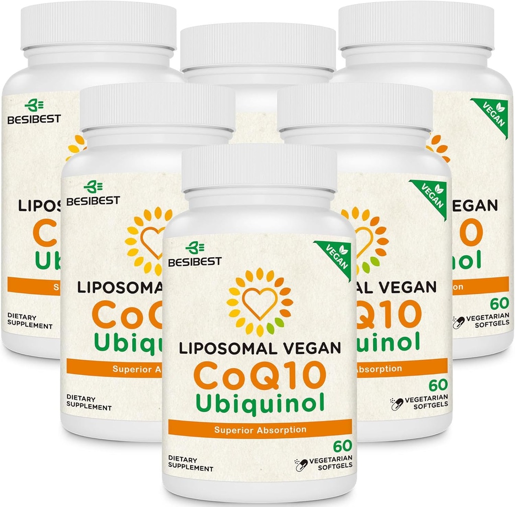 1000mg Liposomal CoQ10 Ubiquinol, 360 Vegan软胶, 高吸收Ubiquinol CoQ10 补充剂, 主动抗氧化剂形式 Coenzyme Q10 用于心脏功能和能量生产