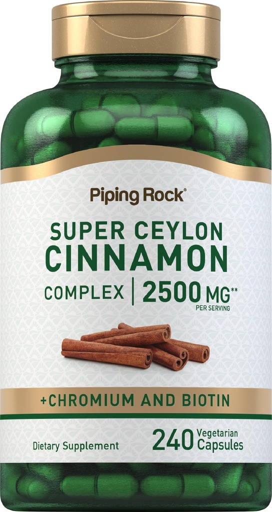管道摇滚超级锡兰肉桂综合物 Capsules 240 Powder Pills 与铬和Biotin → Vegetarian, Non-GMO, Gluten Free 的摘录补充