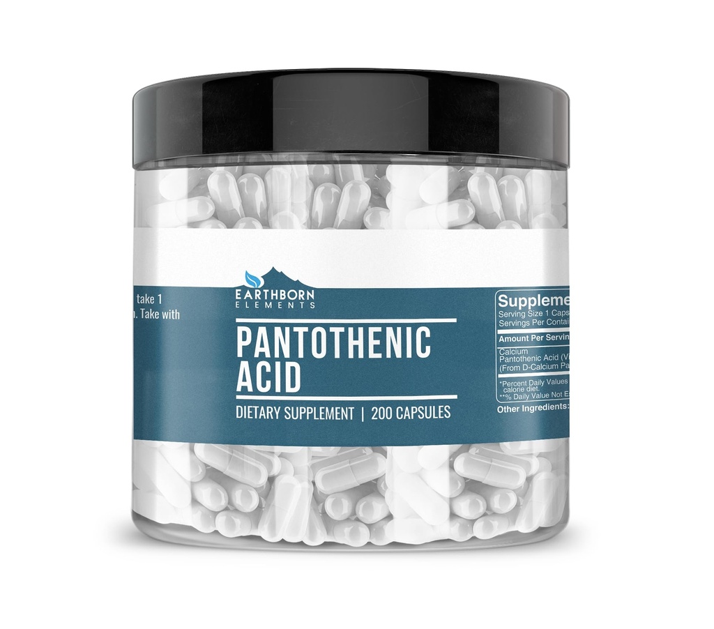 土生元素 Pantothenic 酸 200 capsules, 纯和未稀释, 无添加剂
