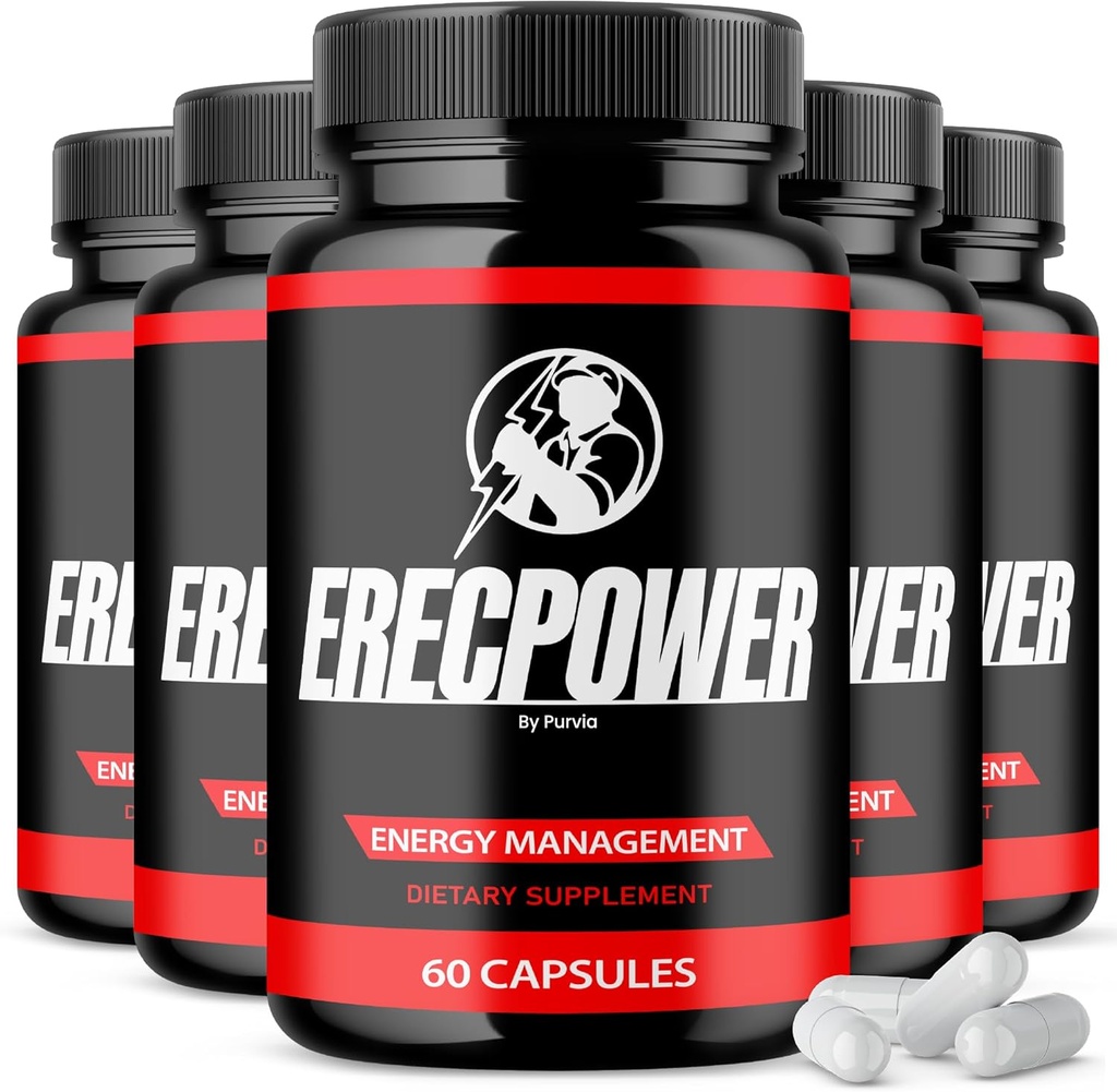 (5 Pack) Erecpower Pills, Erecpower 补充高级强性能组合, Erecpower Capsules 最大强性公式 Erecpower 在美国制造的全健康支持维生素(300 Capsules)